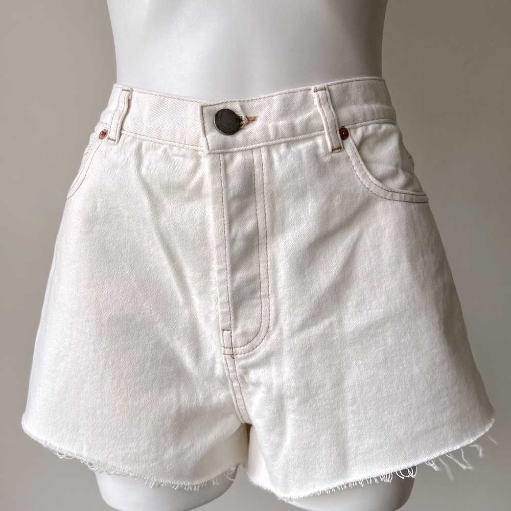 ASOS DENIM High Waist Raw Hem Jean Shorts in Ecru 10 NWOT